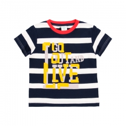 T-Shirt Boboli blau-weiß gestreift 'Go out and LIVE'